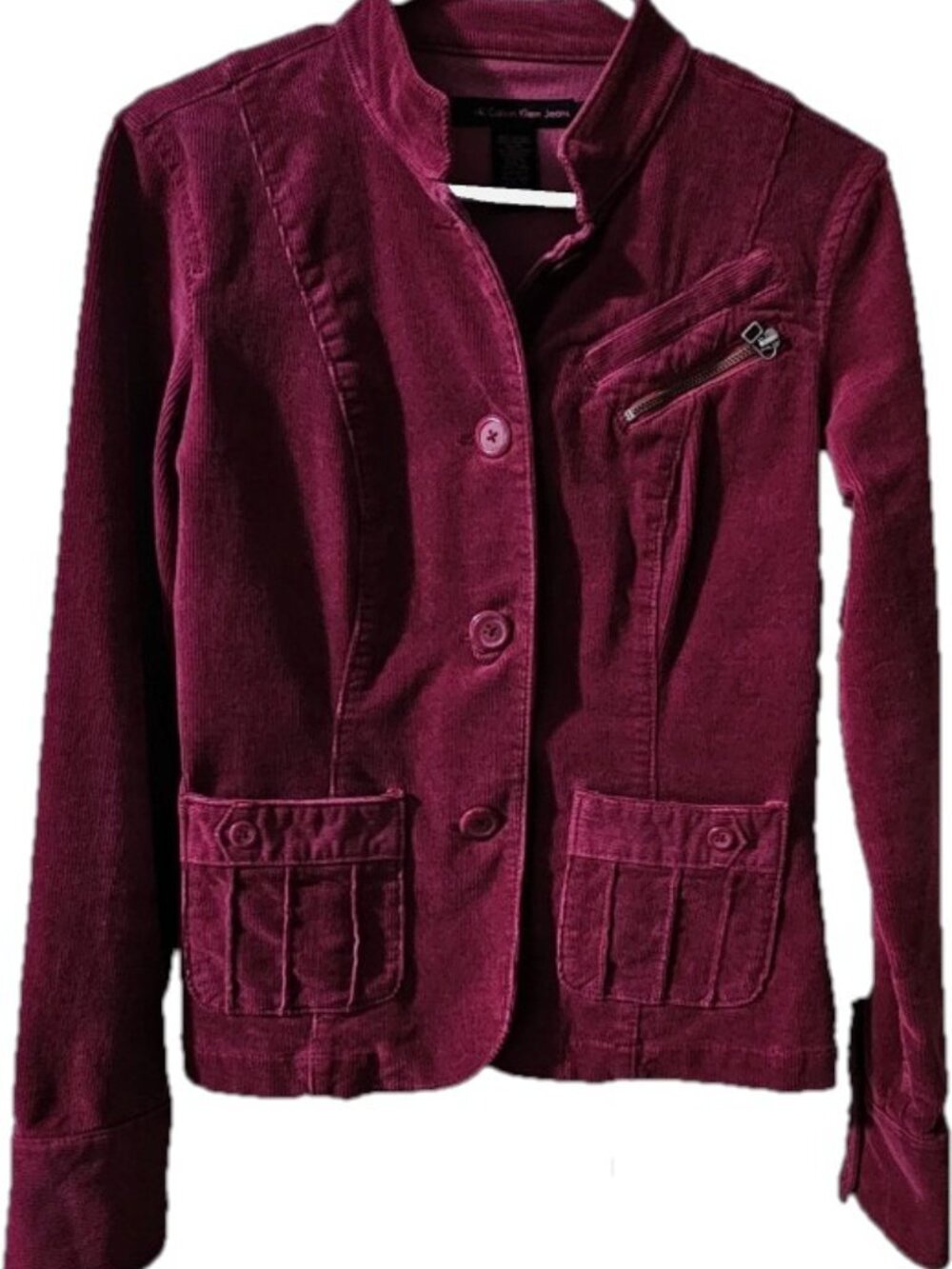 Vintage Size M Calvin Klein Corduroy Jacket, Raspberry Pink Burgundy Blazer